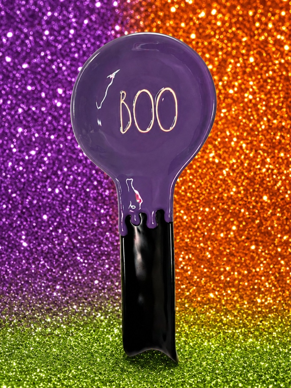 RAE DUNN💜Purple Ceramic Halloween Spoon Rest